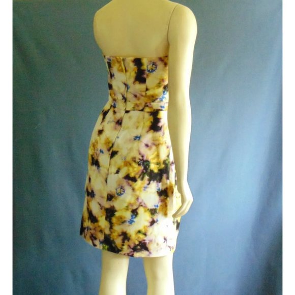 J. Crew Linen Silk Yellow Tie Dye Strapless Summer Dress 6 - Picture 6 of 7